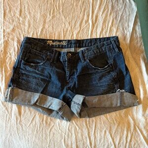 Madewell Women's Rolled Cuff Jean Shorts - Dark Blue